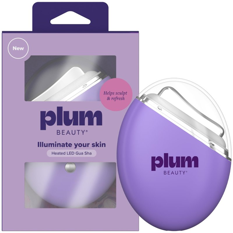 Plum Beauty Heated LED Gua Sha – Vibration, Heat + Red & Blue Light Therapy for Face, Beauty Tools, Self-Care Gifts for Women