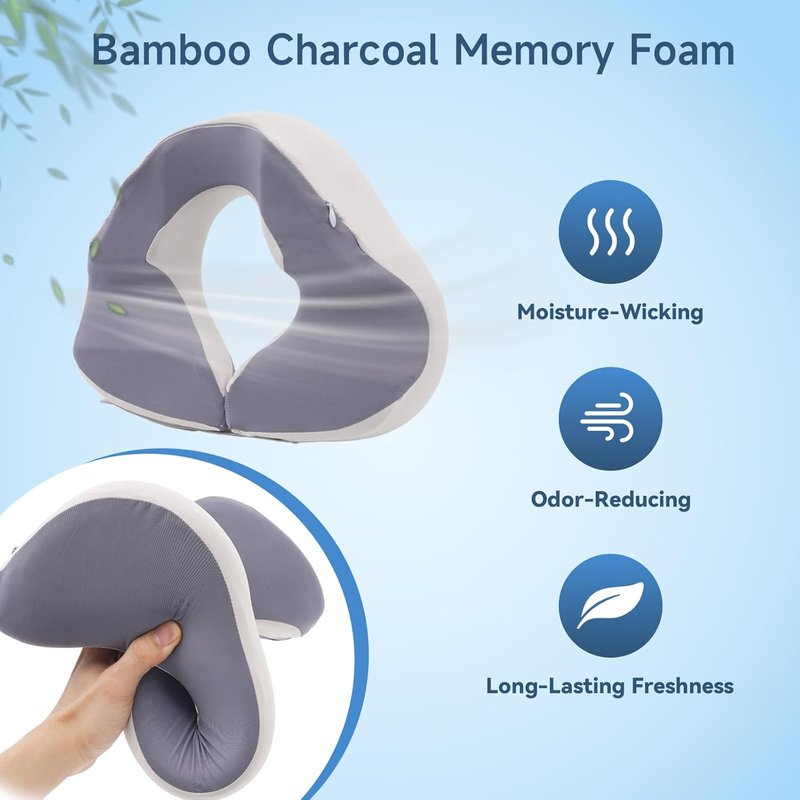 Face Down Pillow for Eye Surgery Recovery | Adjustable Prone Headrest for Retinal Detachment - Grey, Removable Cover