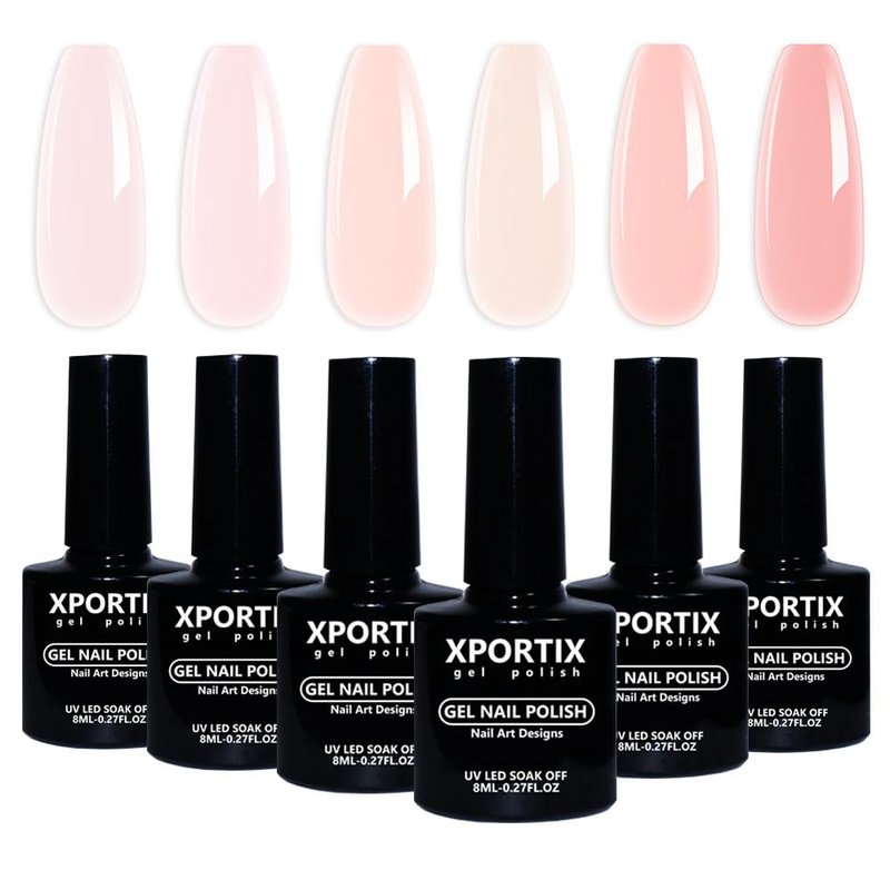 Skiennix 6 Pcs Rubber Base Gel Nail Polish Set - Long Lasting Spring Colors for Stunning Nail Art