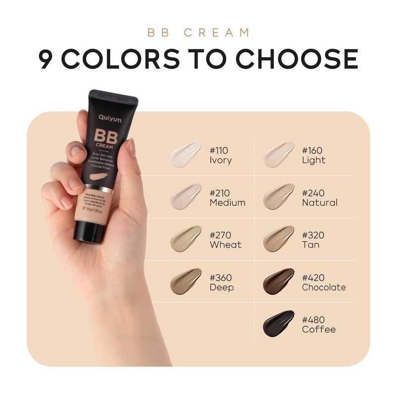 AKARY BB Cream Tinted Moisturizer, 9Colors Moisturizes & Conceals, Cover Blemishes & Pores, Even Skin Tone, Lighiweight Foundation Full Coverage Tinted Illuminator for All Skin, Oil-Free, 160 Light