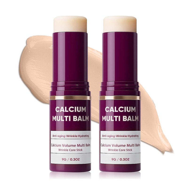 scrlous 2PCS Calcium Multi Balm, Calcium Volume Multi Balm, Korean Collagen Moisturing Stick, Wrinkle Core Stick, Moisturizing Cream, Hydrating, Firming Skin, Suitable for Eyes, Neck, Face