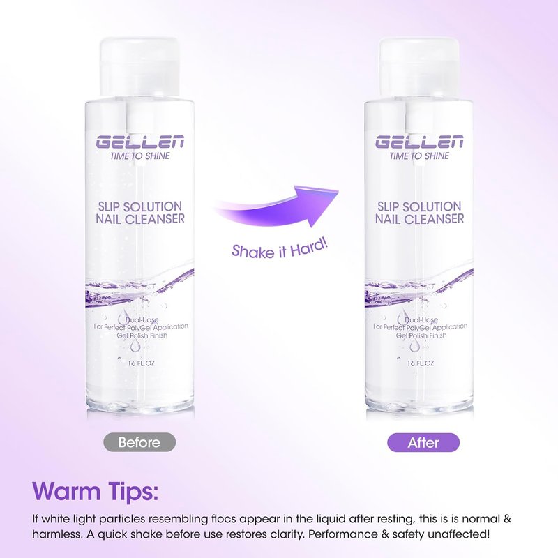 Gellen Slip Solution for Polygel Nails - 473ml Anti-Stick Liquid with Pump Bottle | Nail Brush Included