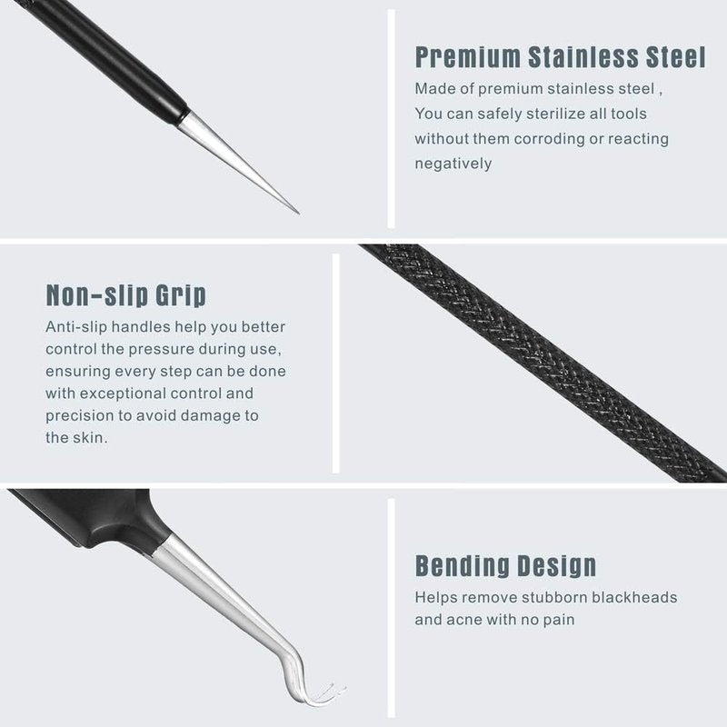 Skiennix Blackhead Remover Tool Kit - 6-Piece Professional Stainless Steel Comedone Extractors