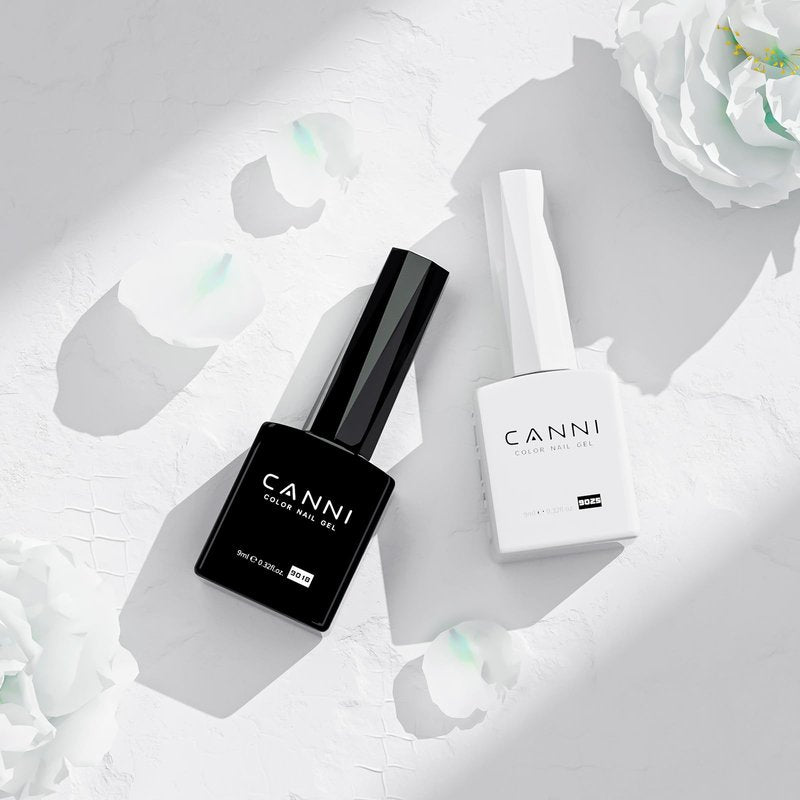 CANNI 2Pcs Hema-Free Black White Gel Nail Polish Set- Black and White Gel Polish Kit, Soak Off LED Nail Gel Manicure Kit DIY at Home Salon Gifts for Women Girls