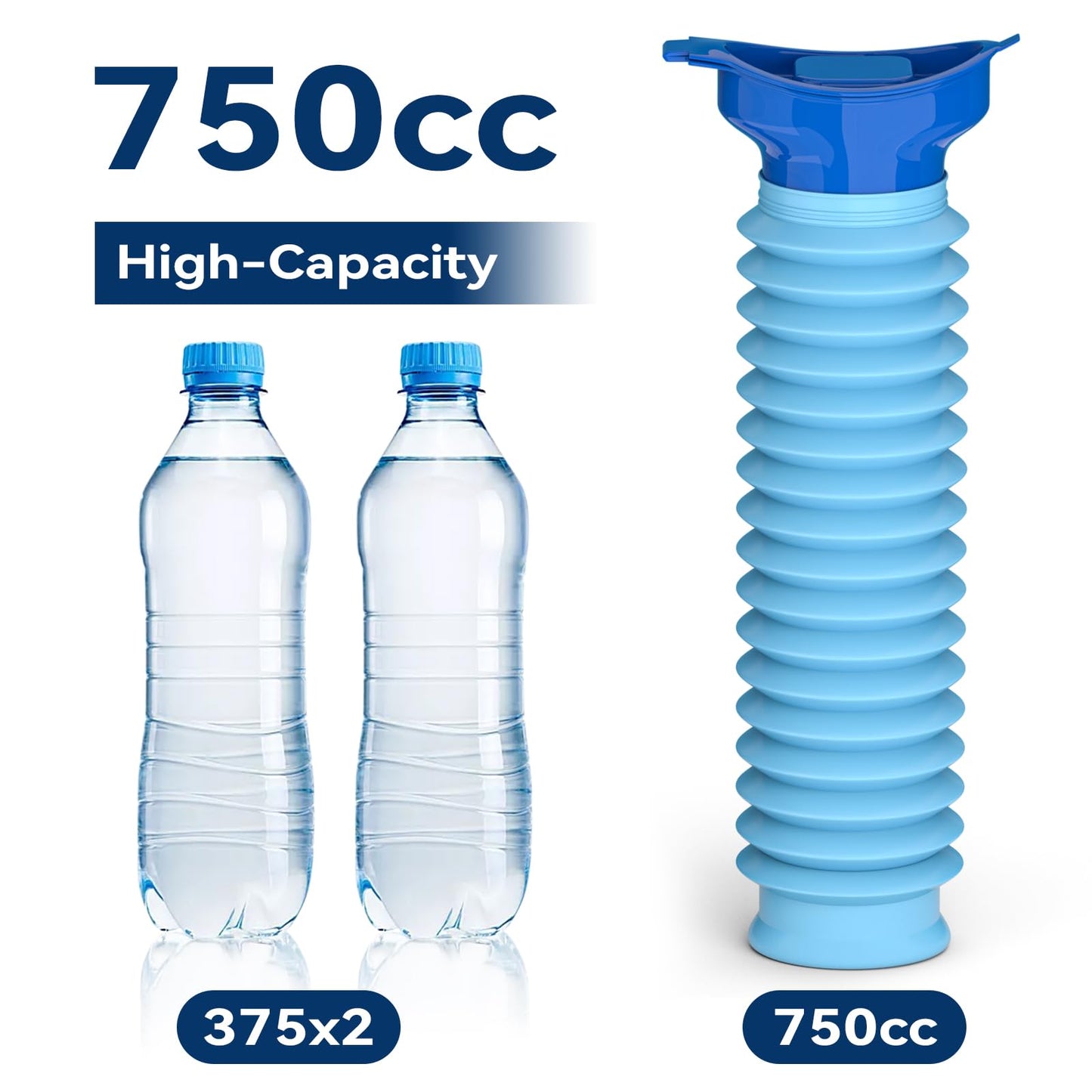 Pee Bottles for Men, Collapsible Emergency Urinal With Disposable Replacement Bags, Leakproof Car Pee Bottle for Men and Women, 750ml, 2-Piece Set Urine Bottle, Travelling, Traffic Jams & Hiking