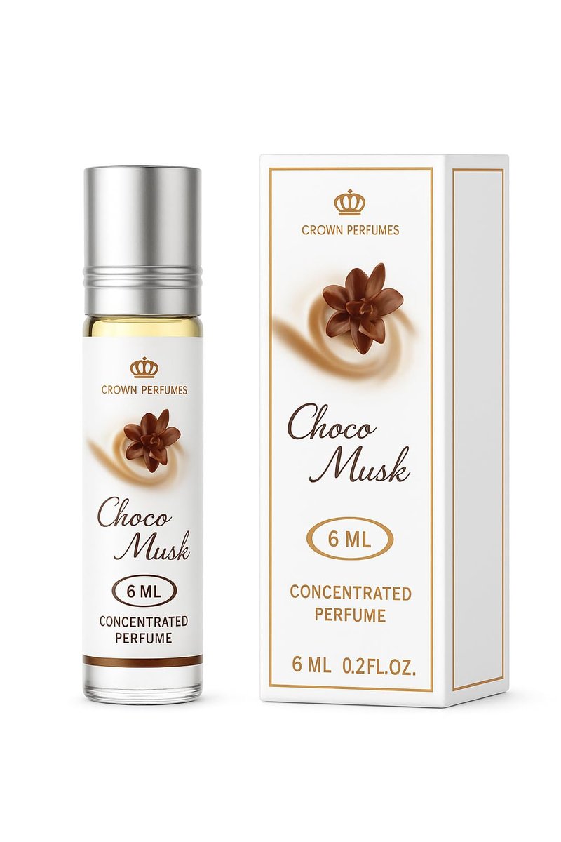 Choco Musk Perfume Oil Rollerball (Pack of 2), Alcohol-Free Arabic Fragrance for Women Men, 6ml x2 Travel Size, Long Lasting Chocolate Vanilla Musk, 0.4oz Total