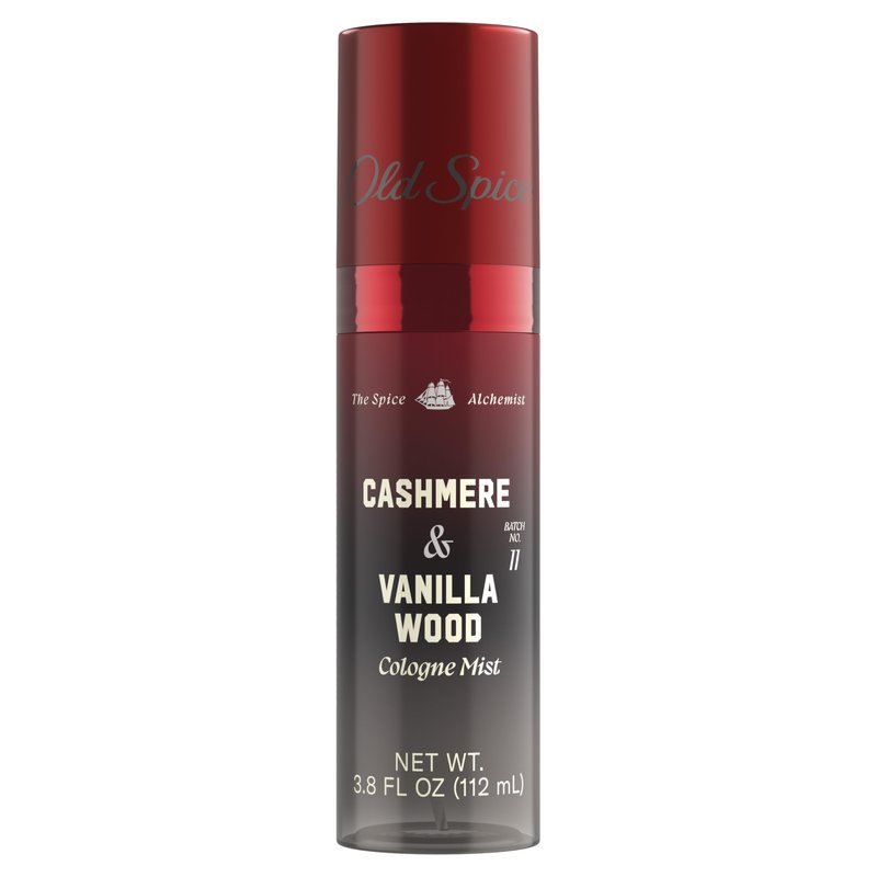 Old Spice Cologne Mist for Men, The Spice Alchemist Collection, 24/7 Cologne Infused Scent, No Trade Off Formula, Free of Parabens & Phthalates, Cashmere + Vanilla Wood Scent, 3.8 oz