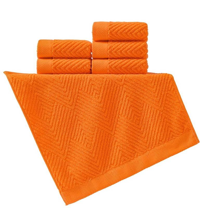 sense gnosis Super Soft Orange Washcloths Terry Striped Weave Pattern Ultra Absorbent 100% Cotton Washcloth for Home Bathroom Kitchen 13 X 13 Inch, 6 Pieces