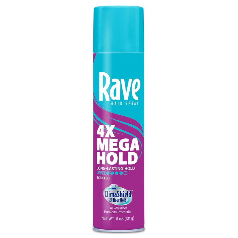 Rave 4X Mega Long-Lasting Firm Hold Scented Hair Spray for Heat Protection, Volume and Shine - ClimaShield for Extra Humidity & Minimizes Frizz