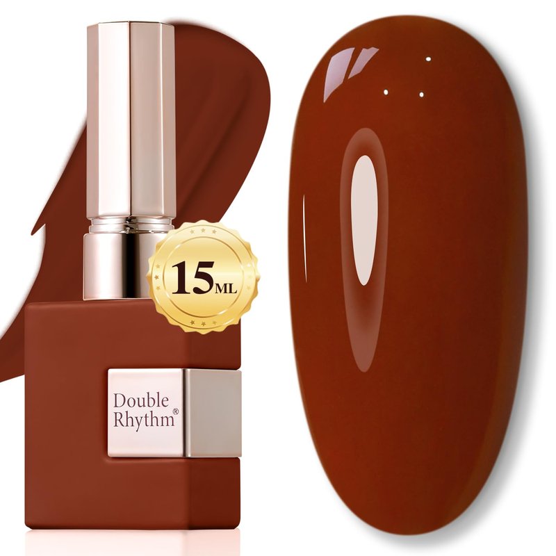 Double Rhythm Burgundy Gel Polish 15ML Pure Sheer Same Color Same Bottle Gel Polish Art Manicure Salon DIY at Home for Women (Tan Red-A1455)