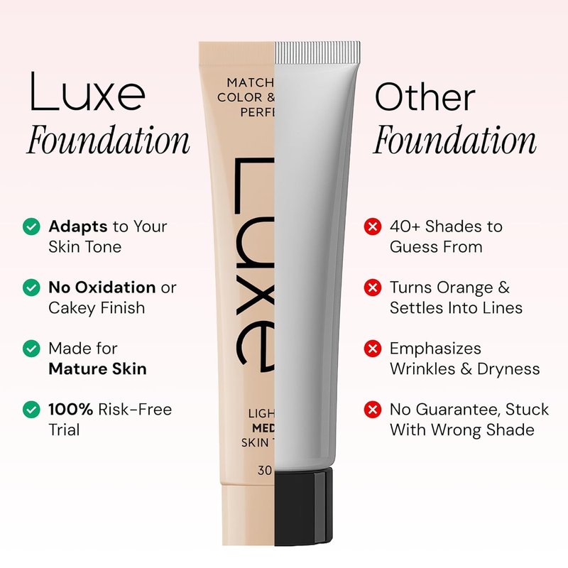 Luxe Color Changing Foundation for Women – Instantly Adapts to Your Skin Tone – Buildable Light-to-Medium Coverage – 12-Hour Wear – Natural Dewy Finish - Medium Dark