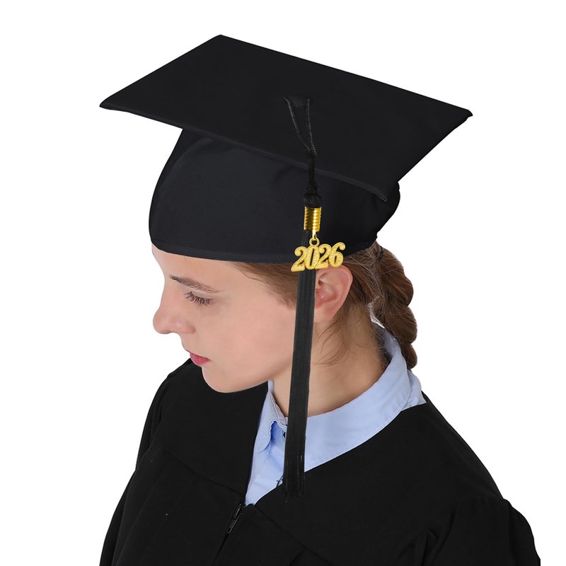 GraduationMall Unisex Adult Matte Graduation Cap with 2026 Tassel Black
