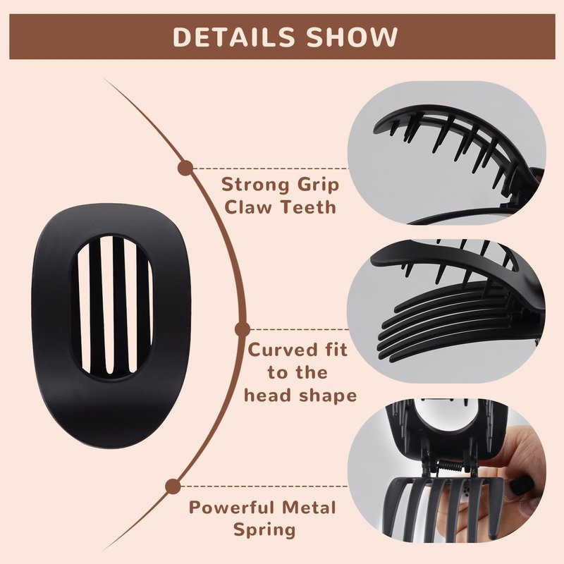 Comott Hair Clips Flat Claw Clips for Women,Non Slip Square Hair Claw Clip for thick thin hair, French Hair Accessories