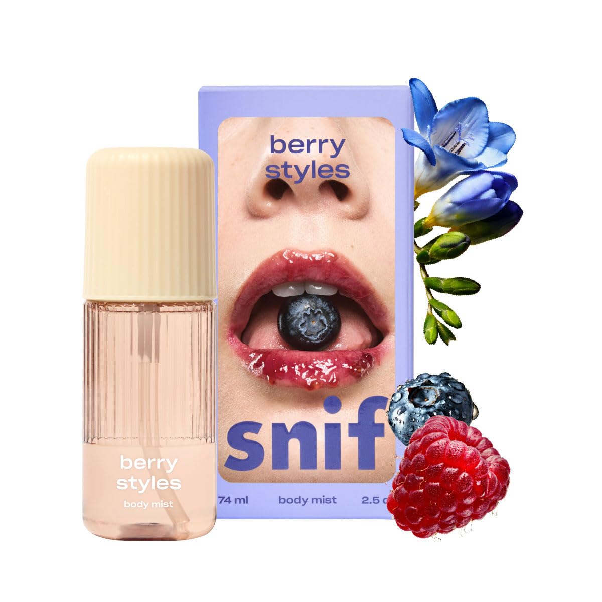 Snif Berry Styles Body Mist - Fruity Gourmand Fragrance for Body & Hair | 2.5oz Blueberry, Raspberry & Vanilla