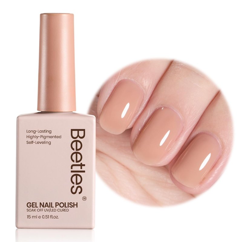 Beetles Jelly Nude Gel Nail Polish – 15ml Sheer Translucent Neutral Brown Gel Polish Buildable Soak Off UV LED Nail Art Salon DIY Summer Manicure Gift for Women