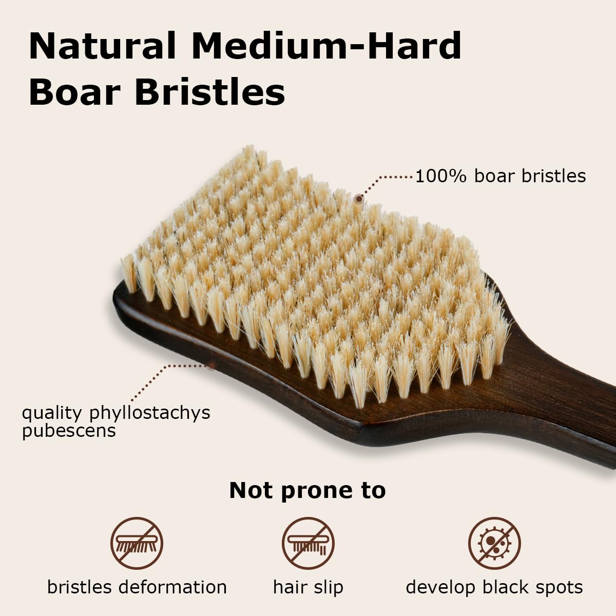 Shower Back Scrubber with Curved Long Handle, Medium-Hard Natural Boar Bristles Back Scrubber for Shower for Men and Women Exfoliator Set with Foot File (2 Pack)