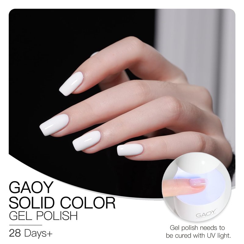 GAOY White Gel Nail Polish, 16ml Soak Off Gel Polish, UV Light Cure for Nail Art DIY Manicure at Home, 2027 Flawless White