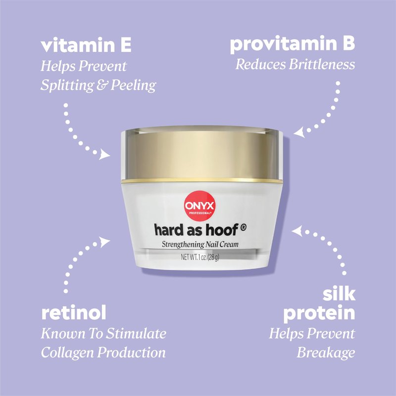 Onyx Professional Hard as Hoof Nail Strengthening Cream, Cherry Almond Scent - Made in USA, Nail Growth & Conditioning Cuticle Cream Stops Splits, Chips, Cracks & Strengthens Nails, 1 oz