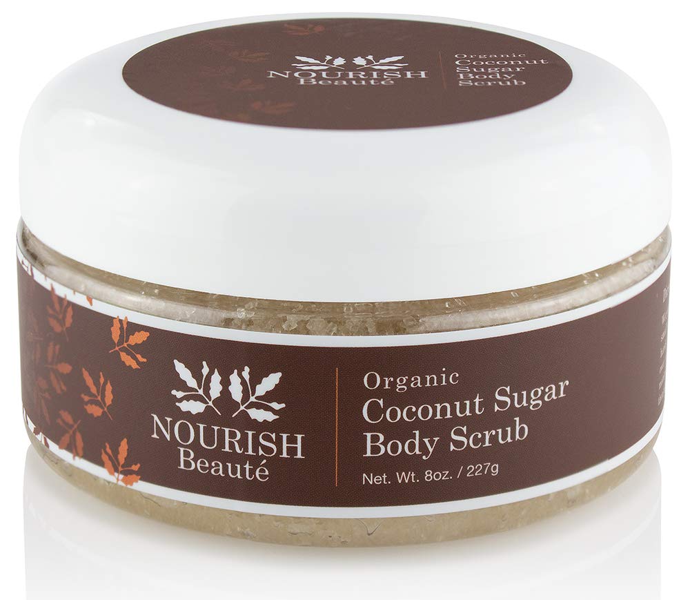 Nourish Beaute Organic Sugar Body Scrub for Exfoliation and Cellulite, Hydrates and Moisturizes Skin While Improving Skin Tone and Texture, 8 oz, Coconut