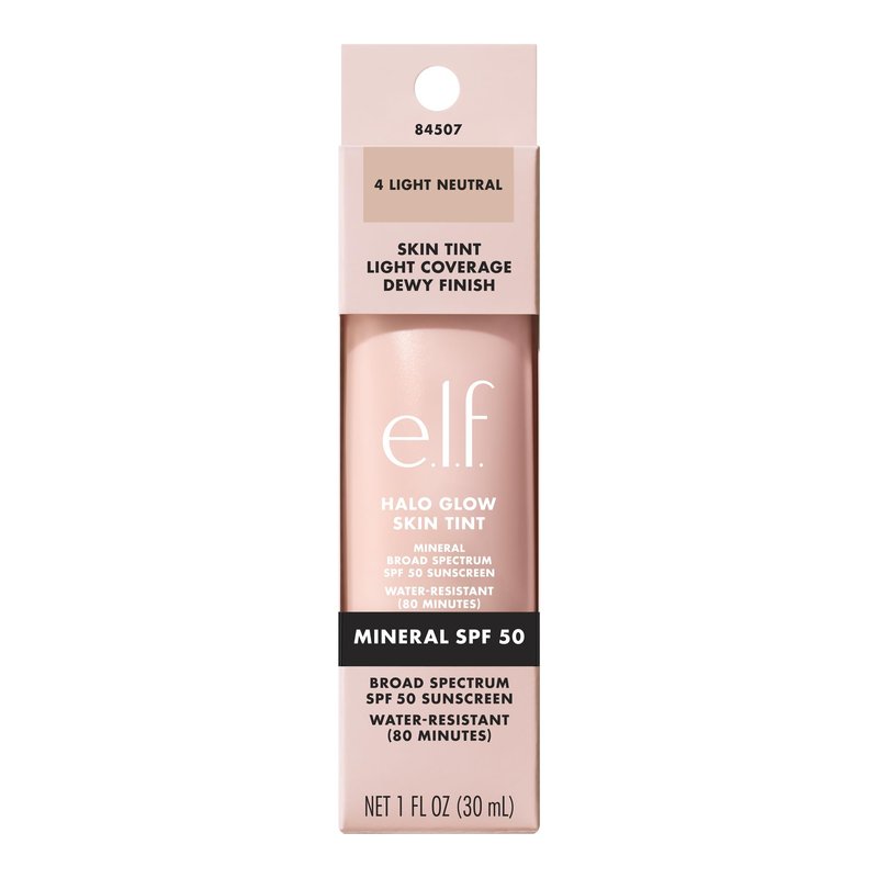 e.l.f. Halo Glow Skin Tint SPF 50, Tinted Moisturizer For Light, Buildable Coverage, Creates A Natural Glow, Vegan & Cruelty-Free, 4 Light Neutral