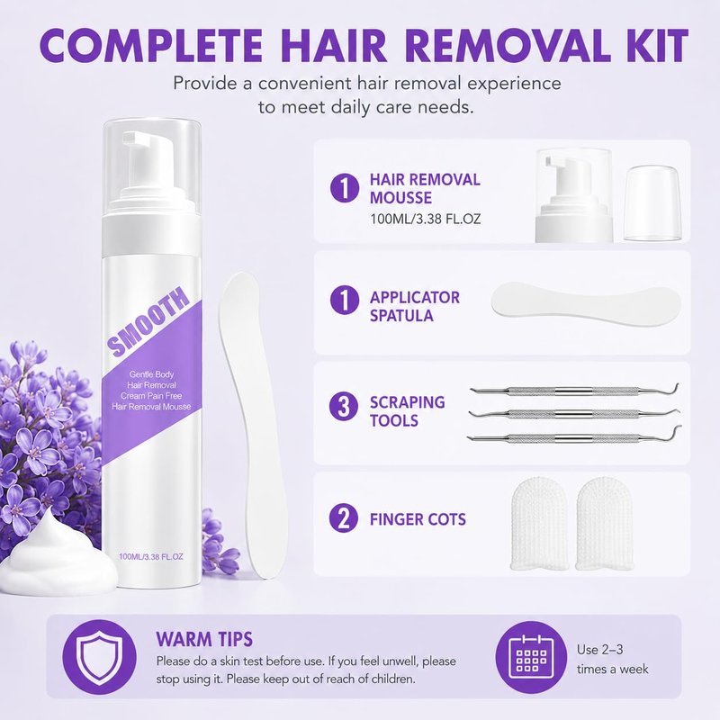 Hair Removal Spray, Smooth Hair Removal Spray for Women, Gentle Formula for Legs, Arms, Chest, Underarms & Bikini Line, Smooth-Looking Skin