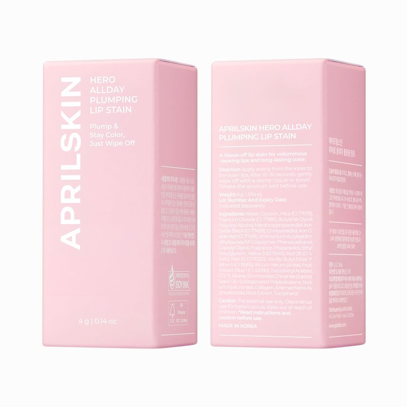 APRILSKIN Hero All Day Plumping Lip Stain | 24H Long-Lasting | Quick Visible Plumping for Fuller-Looking Lips | Smudge-Proof & Transfer Proof Wipe-Off Tint | Natural Rose | 0.14oz