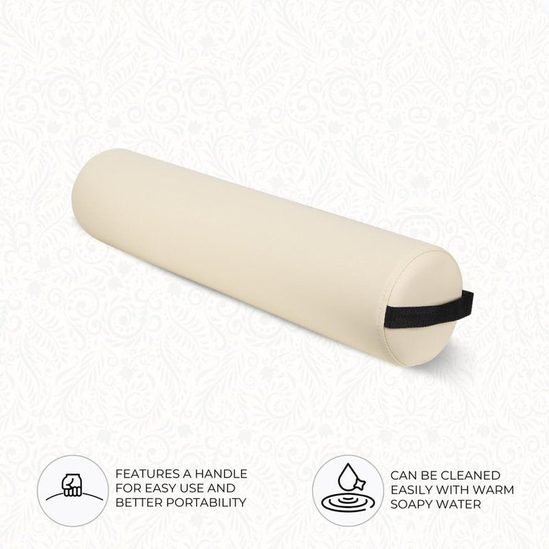 ForPro Full Round Bolster Pillow - Crème Oil and Stain-Resistant Massage and Yoga Support | 6” R x 26” L