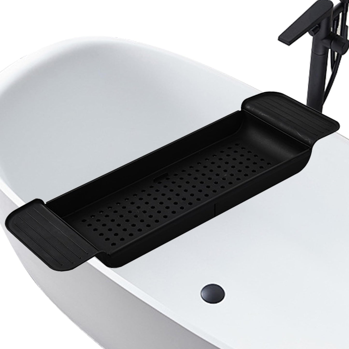 Bath Tub Tray - Stretchable, Strong Load-Bearing, Plastic, Anti-Slip Design - Ultimate Bathtub Caddy Tray(Black)