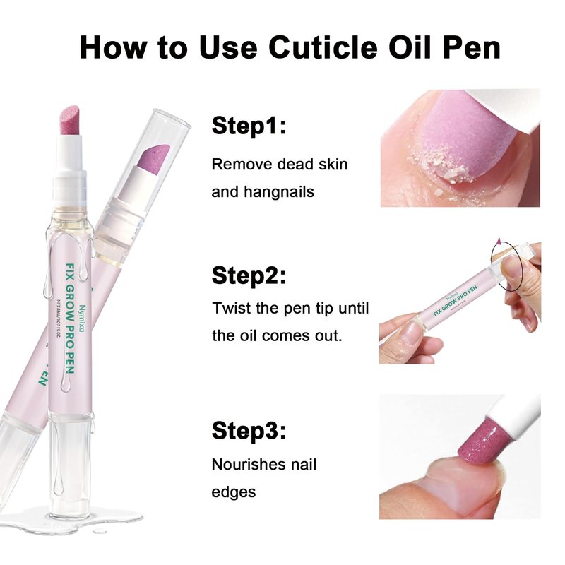 Skiennix 2-in-1 Cuticle Oil Pusher Pen - Ceramic Tool for Nail Care & Moisturizing (1 Piece)