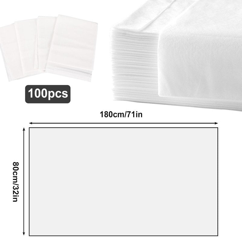 31" X 70" Massage Table Sheets Waterproof and Oil Proof Disposable Bed Sheets Non Woven Fabric SPA Bed Cover for Massage Beauty Tattoos (100pc White)
