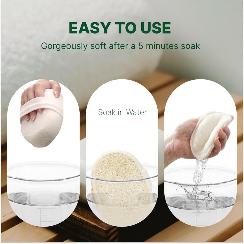 Natural Loofah Sponge with Integrated Soft Sponge Layer, Exfoliating Body Scrubber for Shower, Gentle and Skin-Friendly Loofah for Women and Men, Ideal for Face and Body Cleansing – Single Pack