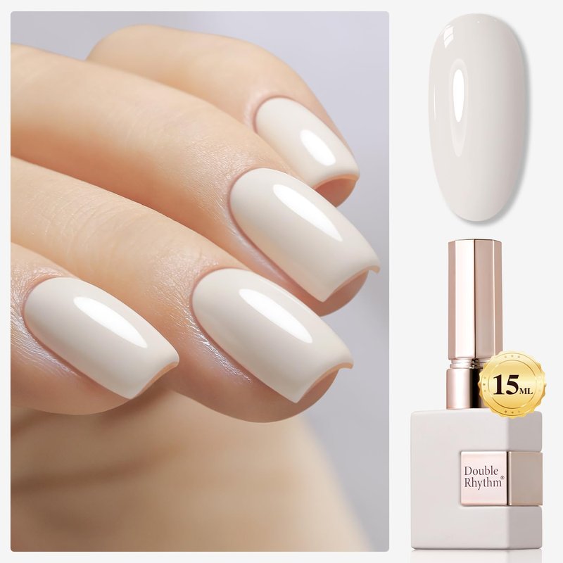 Double Rhythm 15ML Gel Polish Pure Sheer Same Color Same Bottle Soak Off Gel Polish Art Manicure Salon DIY at Home for Women (Gray White-A1476)