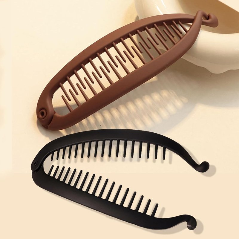 Banana Clips for Women - 2 Pcs Small Volumizing Hair Claw Clips | Retro Styling Accessories for Thin Hair