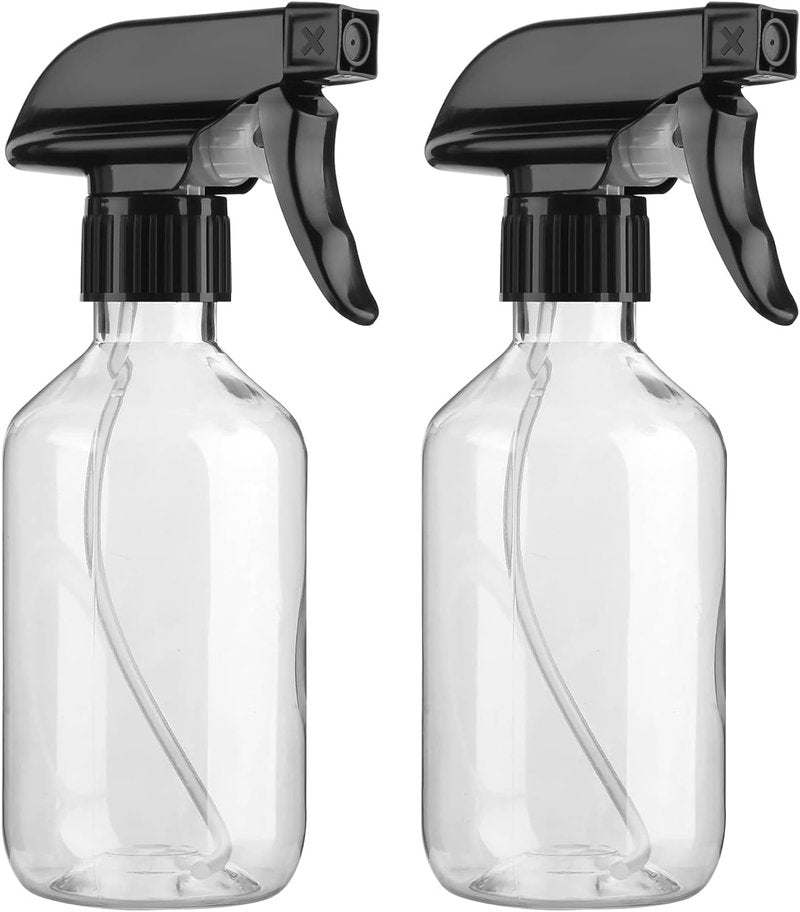 Likealot 2 Pack Leakproof Spray Bottles 300ml - Adjustable Nozzle (Mist/Jet), Refillable PET Plastic for Hair, Cleaning, Plants, Travel | BPA-Free, No-Spill Design, Salon & Home Essentials (Clear)