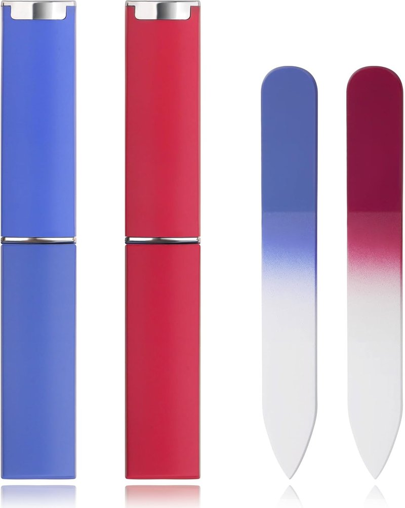 Mini Glass Nail File Set - Double-Sided Etched Crystal Files for Natural Nails | 2-Pack Travel Size