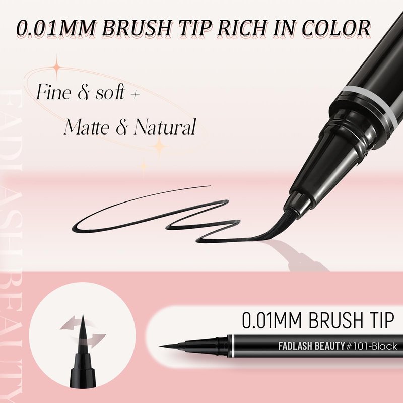 Eyeliner Liquid Eyeliner with Fine Brush for Smooth Application, Waterproof & Smudge-Proof Eye Liner, Long-Lasting Makeup, Highly Pigmented Black Eyeliner Pencil, Cruelty-Free & Vegan, 0.6ml