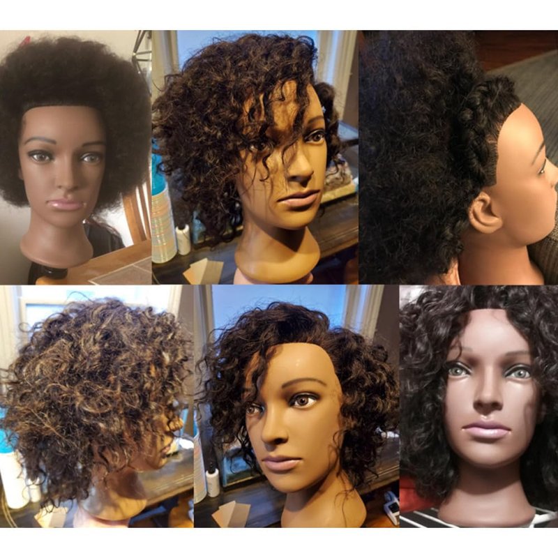 Skiennix Afro Mannequin Head - 100% Human Hair Training Doll for Cosmetology | Includes Clamp Stand