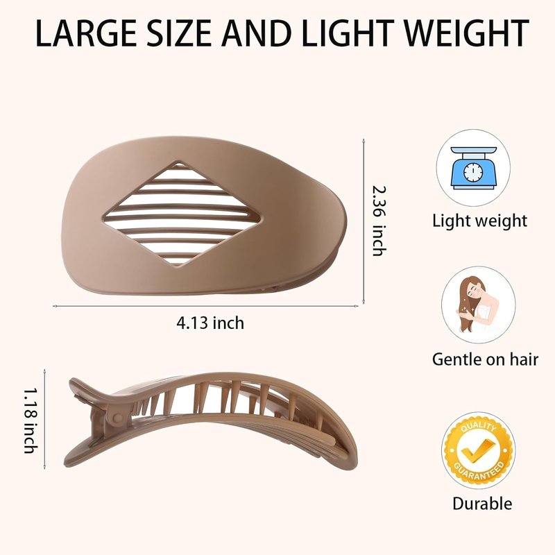 Flat Hair Clips for Women - 5 Pack Large French Duckbill Claw Clips | Strong Hold for Thick & Thin Hair