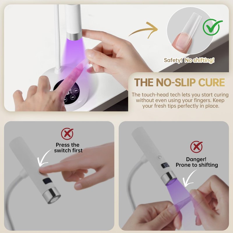 AORAEM UV LED Nail Lamp, Rechargeable Gooseneck UV Lamp for Gel Nails 12W Quick Dry LED Nail Light Bueaty Dryer with 4 Timers & Auto Sensor, Professional Flash Cure Light for Gel Nails Home DIY White