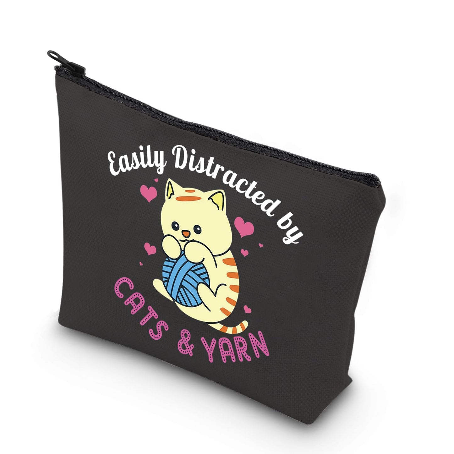 TSOTMO Cat Toys Gift - Easily Distracted By Cats and Yarn Bag for Knitters, Cat Lover