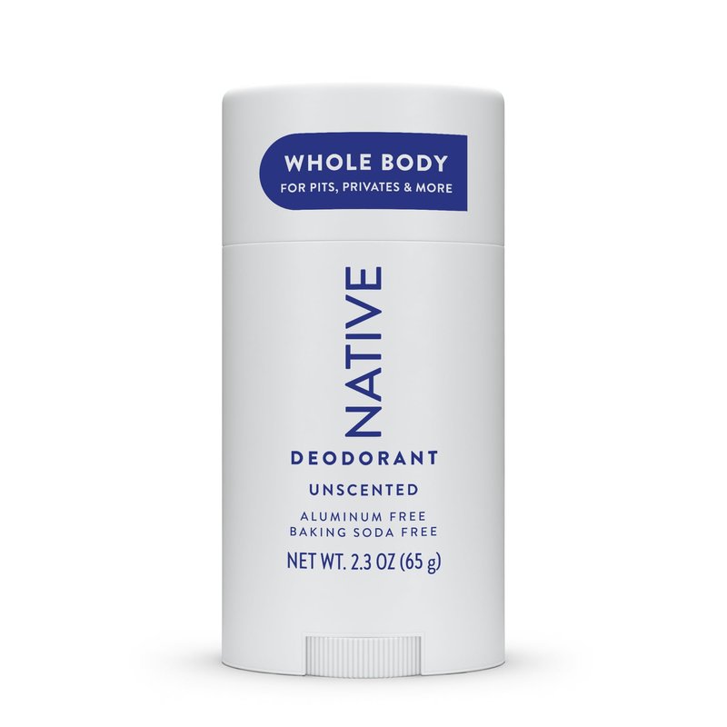 Native Whole Body Deodorant, Unscented, 72 Hour Odor Protection for Pits, Privates & More, Aluminum Free Deodorant for Men & Women with Coconut Oil & Shea Butter, 2.3oz