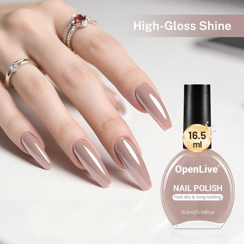 OpenLive 16.5ml Light Brown Nail Polish Large Volume Quick Dry Nail Polish, Long Lasting Shine, Fingernail Toenail Nail Art DIY Home Travel Nail Art Gift