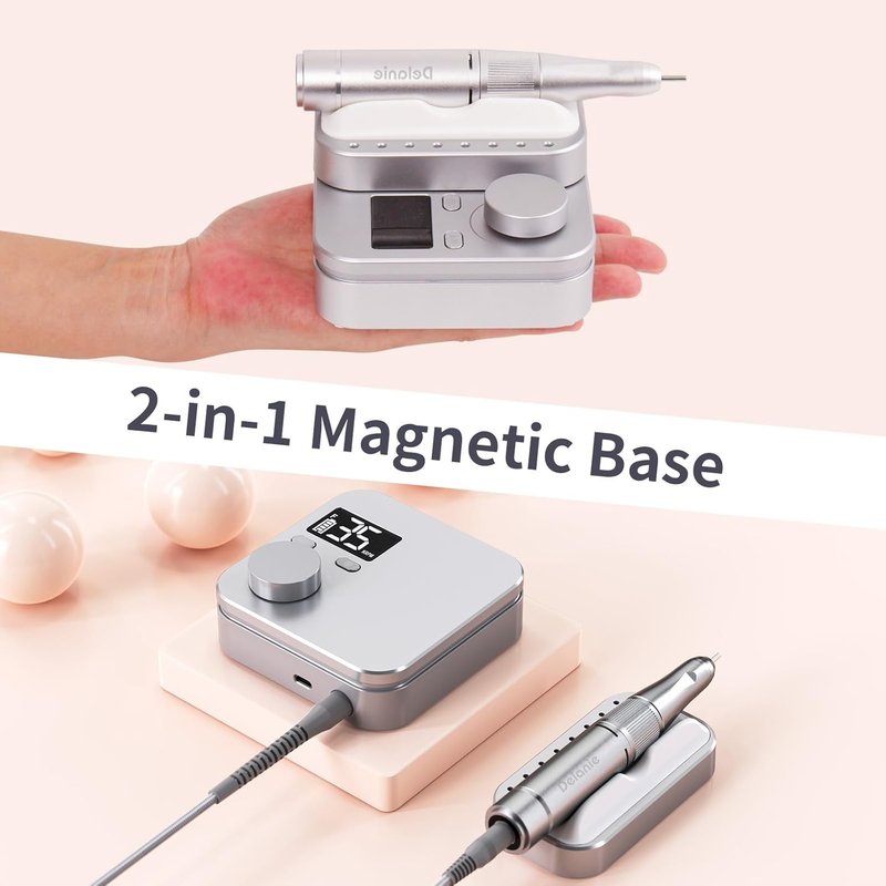 Delanie Electric Nail Drill Machine - 35000 RPM E-File for Professional Manicure & Pedicure | Rechargeable with 7 Bits & 36 Sanding Bands
