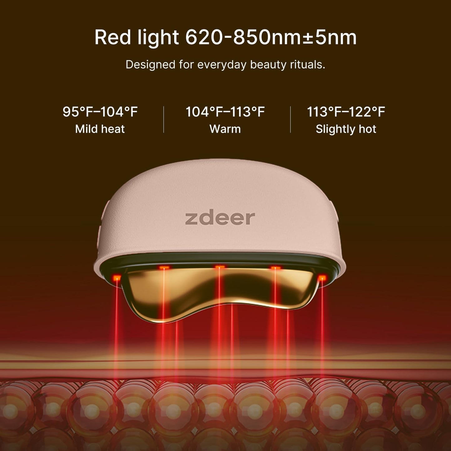 ZDEER GS5 Brass Electric Heated Gua Sha Facial Sculpting Tool with Vibration, Women's Facial Massager, LED Red Light Therapy for Neck & Face, Skin Firming Device, Premium Gift for Wife Mom, Pink