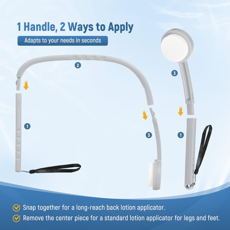 Chonario Lotion Applicator for Back, Self Sunscreen, Tanning, Cream Back Applicator Tool with 2 in 1 U-Shaped Curved Long Handle for Elderly, Women, Men