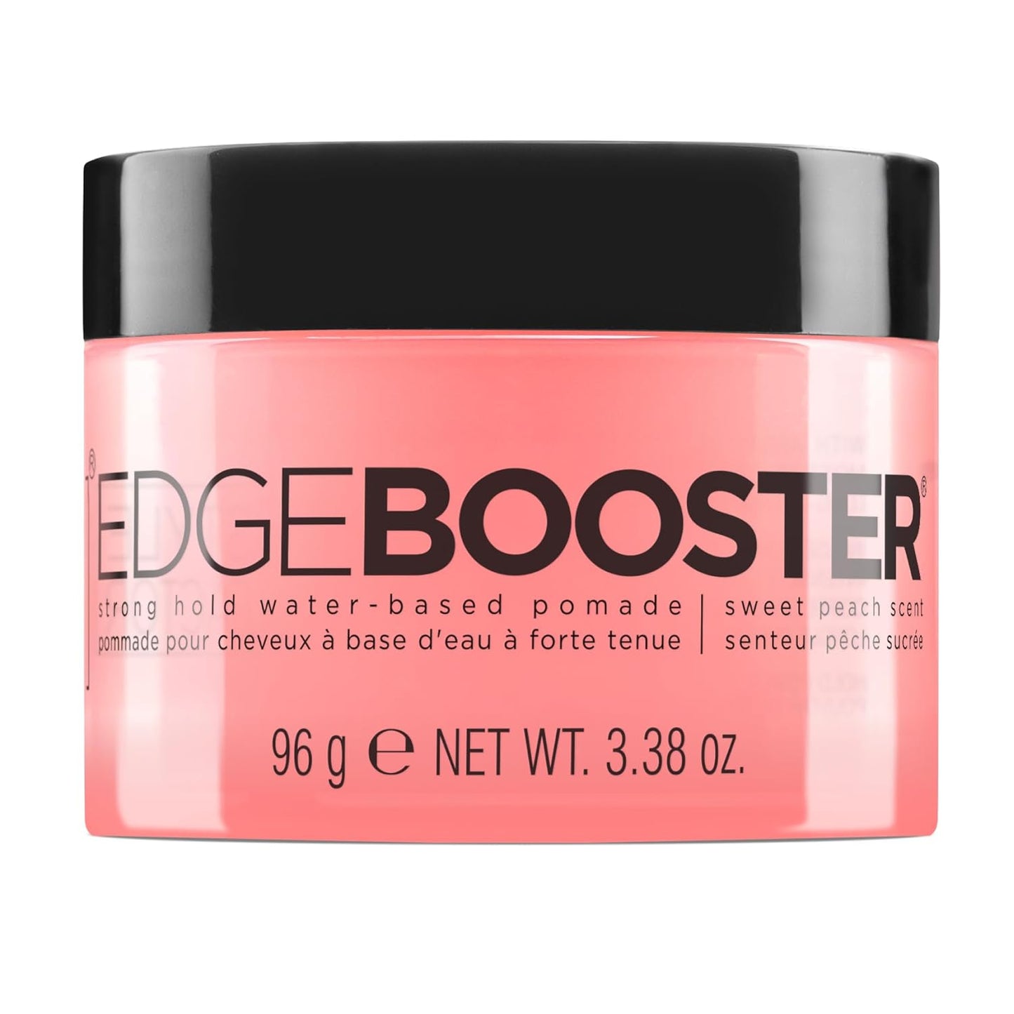 Style Factor Edge Booster Pomade - Strong Hold Water-Based Formula with Argan Oil for Moisture & Shine | Sweet Peach, 3.38 oz