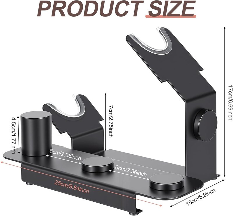 Affogato Hair Dryer Holder - Magnetic Organizer Stand for Dyson Supersonic | Durable Steel with 4 Holes