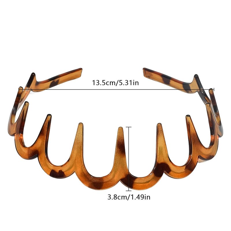 2026 Zigzag Headbands for Women, 2-Pack U-Shaped Hair Comb Headbands, Non-Slip Slick-Back Hair Accessories, Black & Tortoise Recycled Plastic, Teeth Hairband for Everyday Styling & Workout