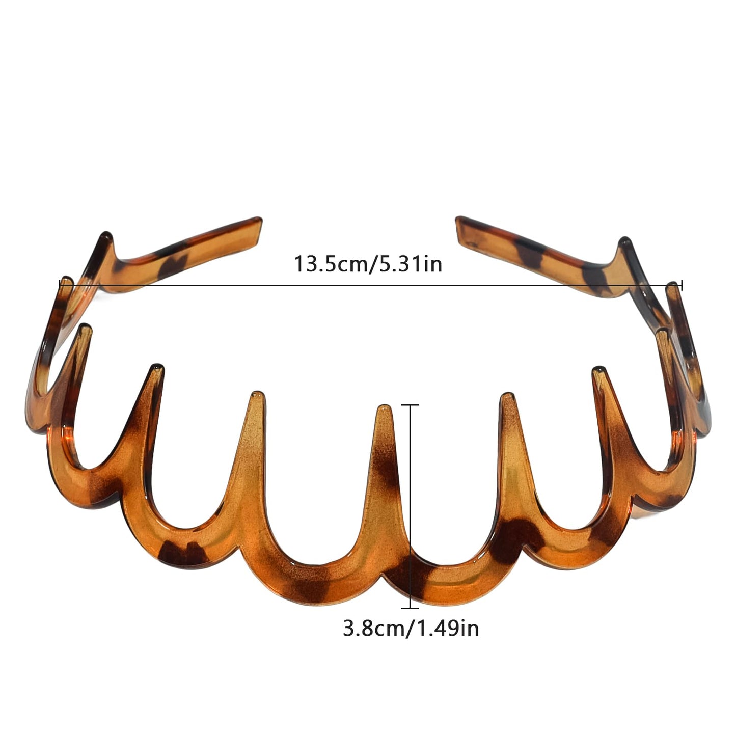 TOSEFES 2026 Zigzag Headbands for Women, 2-Pack U-Shaped Hair Comb Headbands, Non-Slip Slick-Back Hair Accessories, Black & Tortoise Recycled Plastic, Teeth Hairband for Everyday Styling & Workout