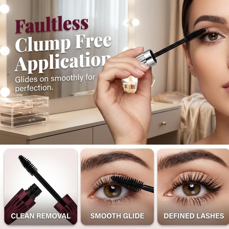 7D Waterproof Volume Mascara - Lengthening & Thickening Formula for Softer, Fuller Lashes | Long-Lasting Black Curling Mascara